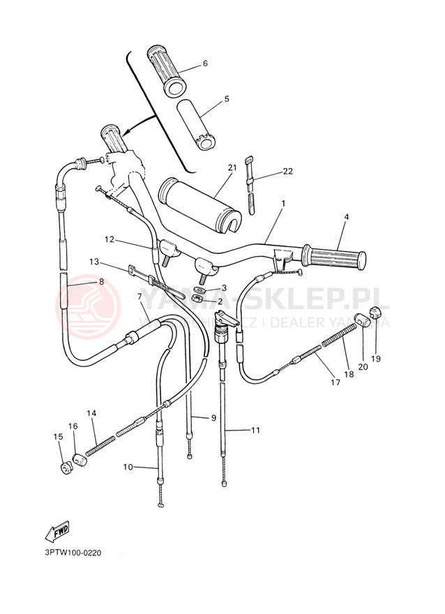 Schemat "Kierownica i osprzęt" do Yamaha YZINGER PW50M1