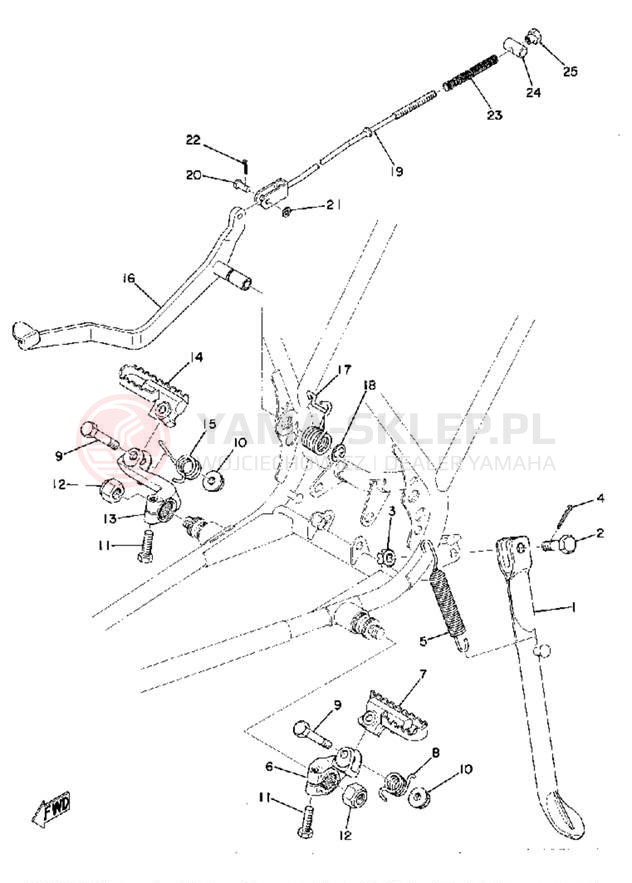 Schemat "Stopka postoj., dźw. Hamulca tył" do Yamaha MX125A