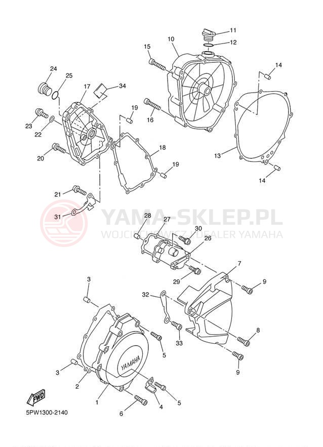 Schemat "Pokrywa silnika" do Yamaha YZFR1 YZFR1PC/YZFR1P