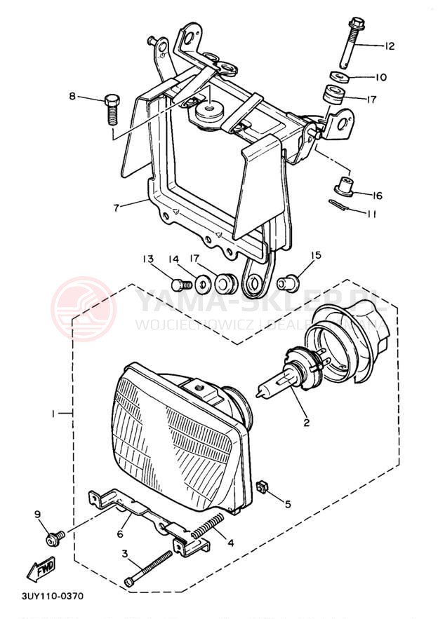 Schemat "Lampa przód" do Yamaha XT600ED/XT600EDC