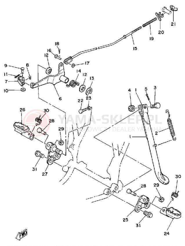Schemat "Stopka postojowa i podnóżki" do Yamaha IT250H