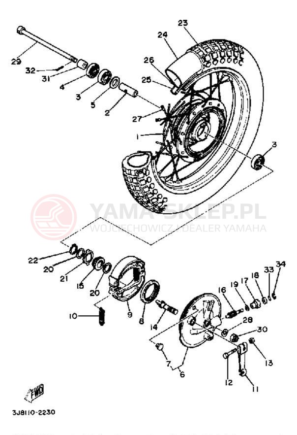 Schemat "Koło przód" do Yamaha DT80J