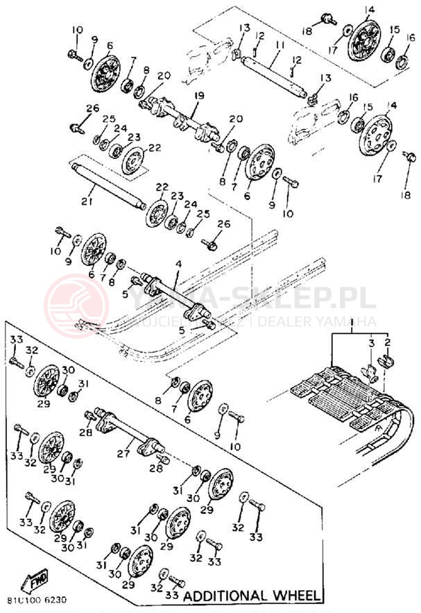 Schemat "Zawieszenie gąsiennicy" do Yamaha BRAVO T (LONG TRACK) BR250TL