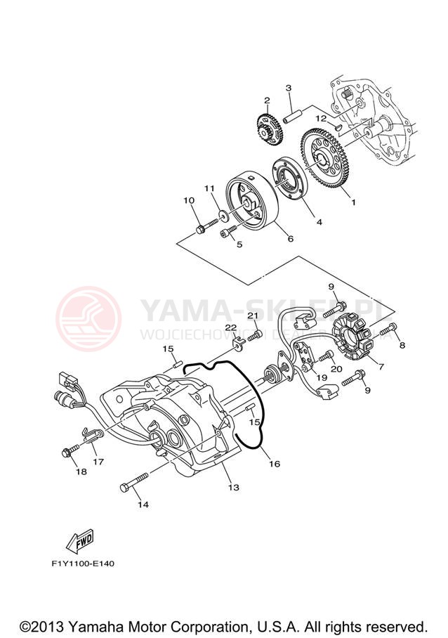 Schemat "prądnica" do Yamaha FX1000AG