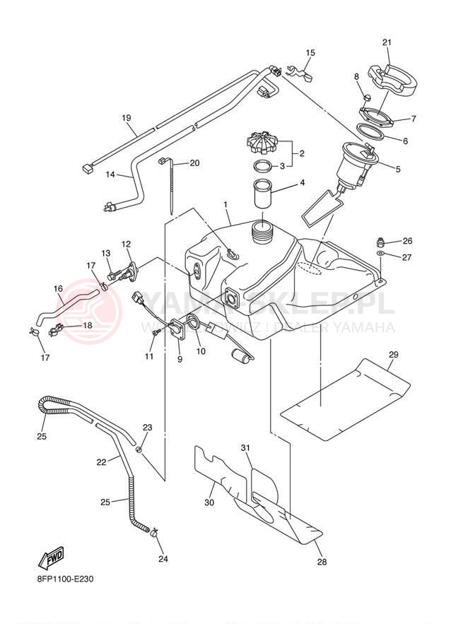 Schemat "zbiornik paliwa" do Yamaha ATTAK GT RXW10GTW/RXW10W