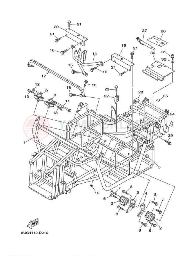 Schemat "rama" do Yamaha RHINO YXR660FAT