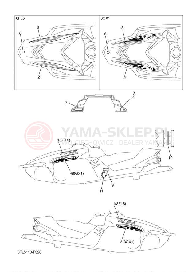 Schemat "naklejki" do Yamaha RAGE RSG90W/RSG90GTW