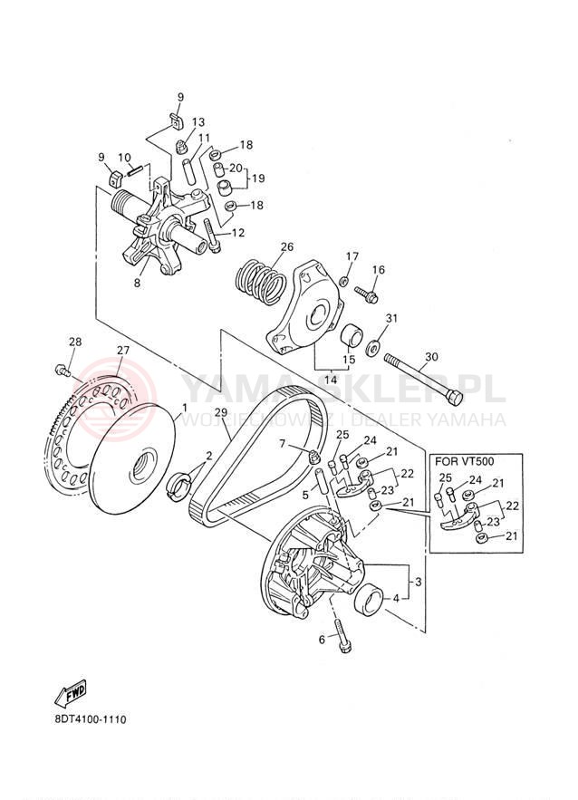 Schemat "PRIMARY SHEAVE" do Yamaha VENTURE 500 VT500F/VX500DXF