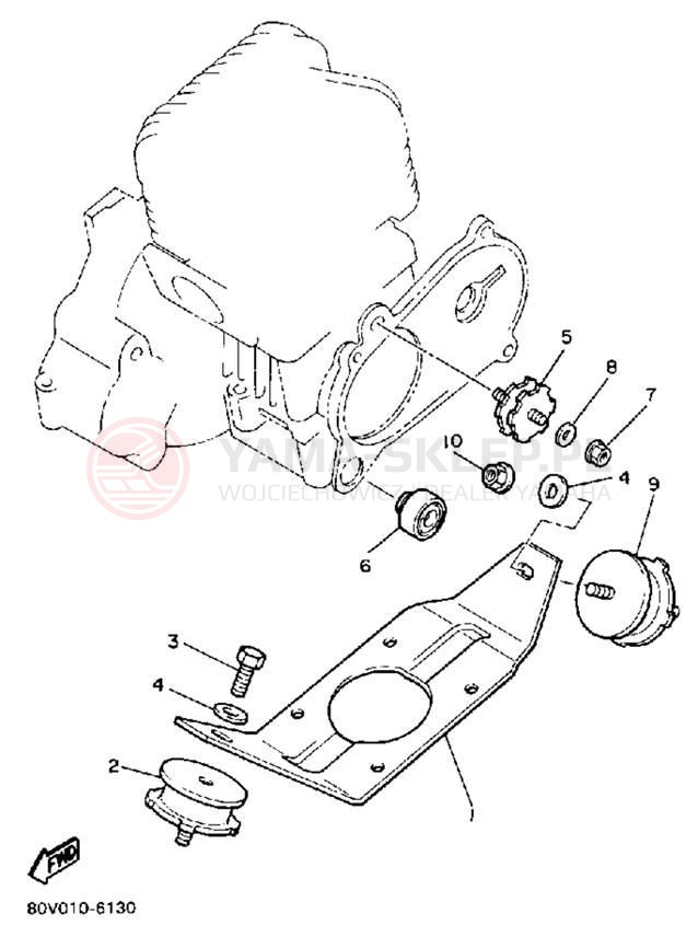 Schemat "Mocowanie silnika" do Yamaha BRAVO T (LONG TRACK) BR250TM