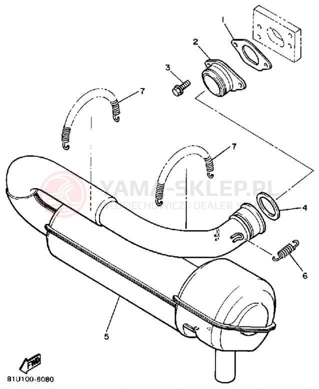 Schemat "Wydech końcowy" do Yamaha BRAVO T (LONG TRACK) BR250TL
