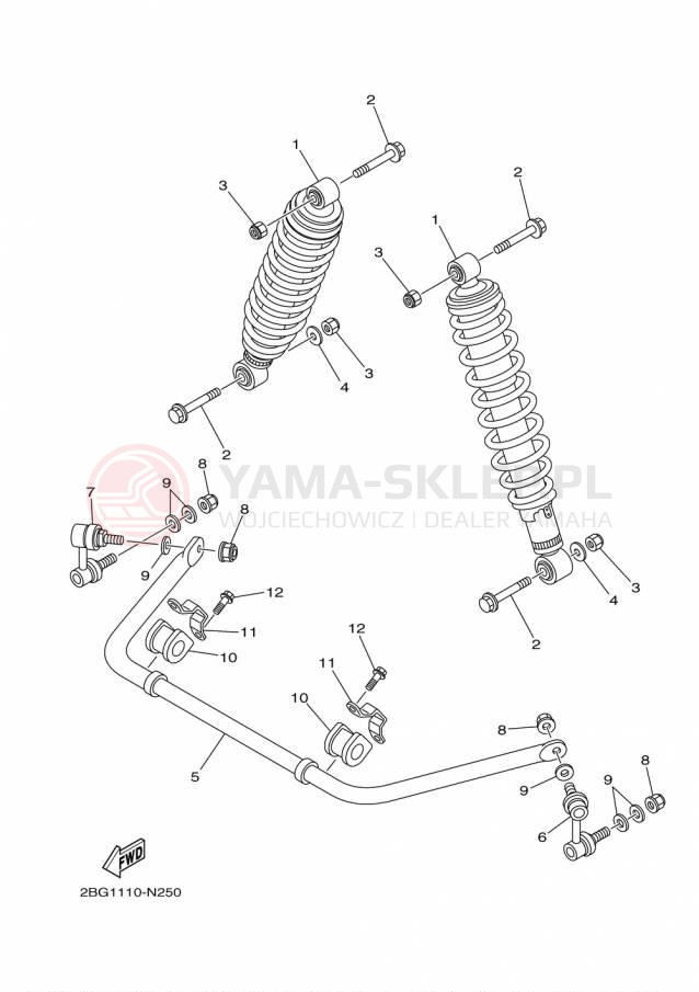Schemat "zawieszenie tył" do Yamaha GRIZZLY 4WD HUNTER YFM700DHFH