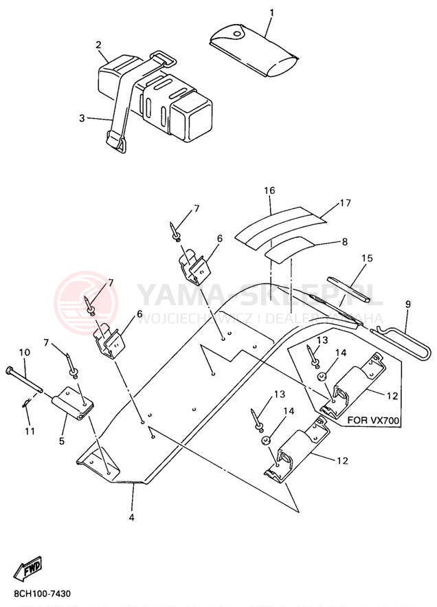 Schemat "GUARD - LUGGAGE BOX" do Yamaha VMAX 600 SX VX600SXA/VX700SXA