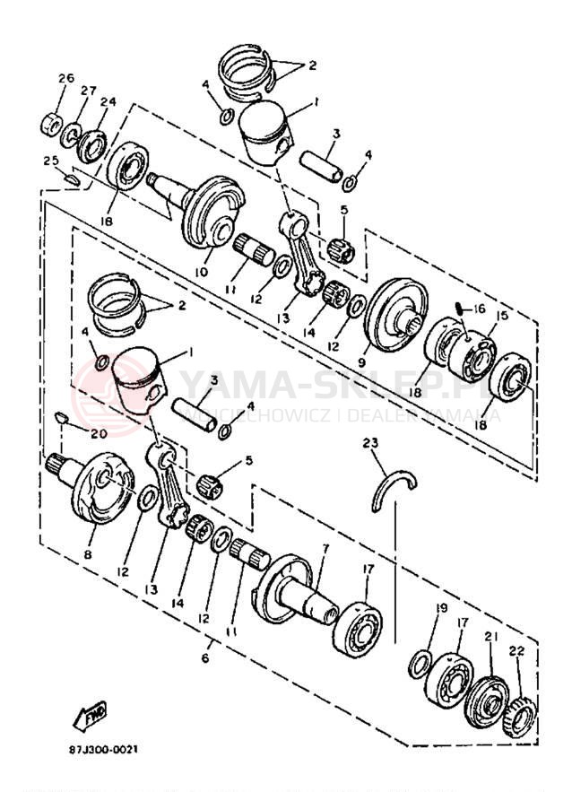 Schemat "Wał korbowy, tłok" do Yamaha PHAZER II ST PZ480STR
