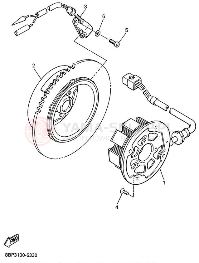 Schemat "prądnica" do Yamaha VMAX 500 DX VX500DXW