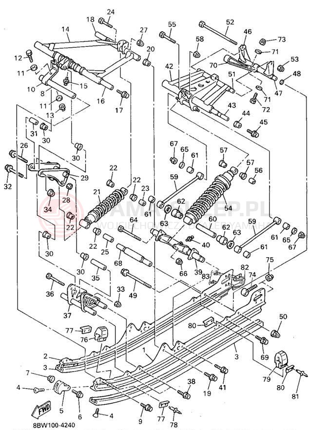 Schemat "Zawieszenie gąsiennicy" do Yamaha VMAX-4 VX750U