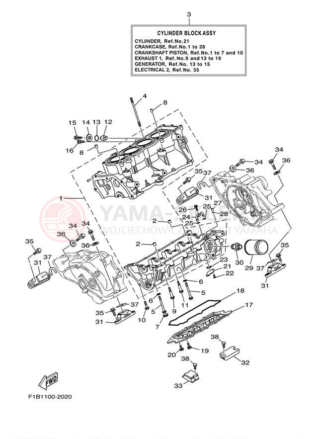 Schemat "Obudowa silnika" do Yamaha FX140 FX1000CA/FX1000A