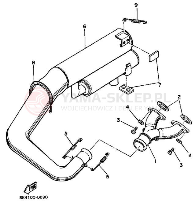 Schemat "Wydech końcowy" do Yamaha SS440 SS440J