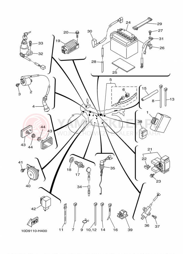 Schemat "układ elektryczny" do Yamaha TW200 TW200F1/TW200F1C