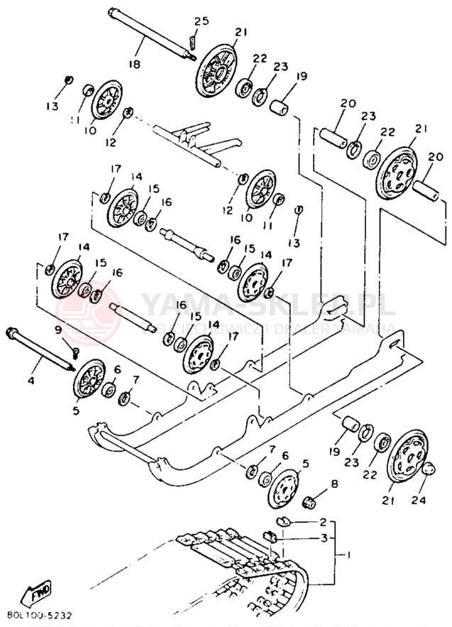 Schemat "Zawieszenie gąsiennicy" do Yamaha XLV XL540M
