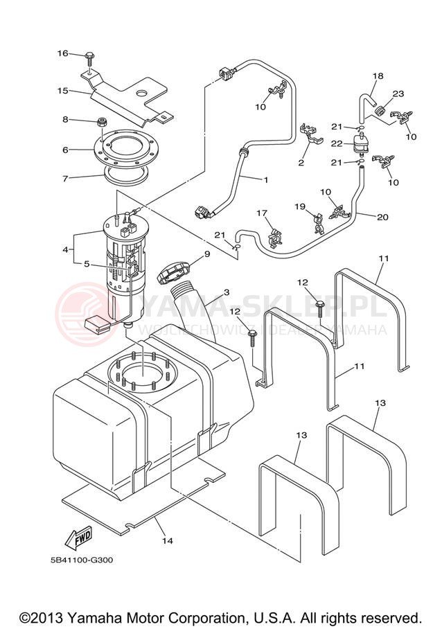 Schemat "zbiornik paliwa" do Yamaha RHINO 700FI YXR70FXR/YXR70FXGR