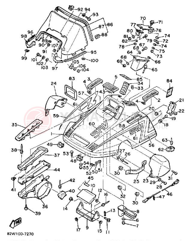 Schemat "SHROUD - WINDSHIELD" do Yamaha SRV SR540N