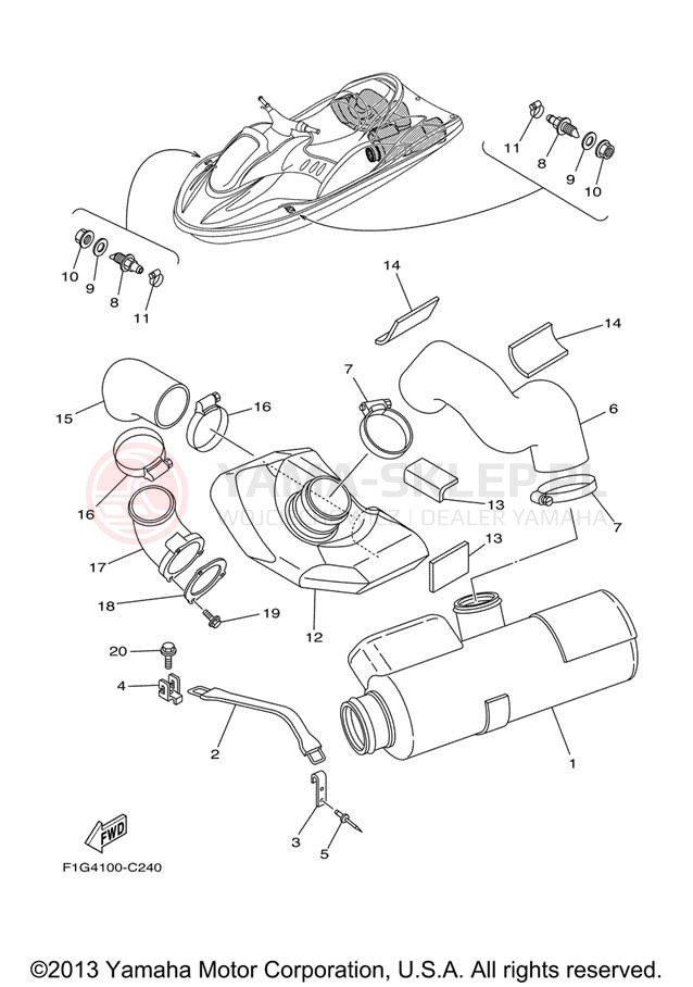 Schemat "wydech" do Yamaha GP1300-G E/GP1300-G