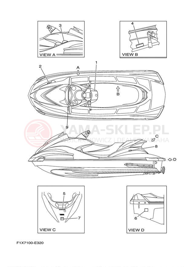 Schemat "naklejki" do Yamaha WaveRunner FX HO FX1100F