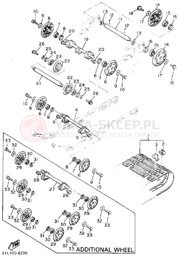 Schemat "Zawieszenie gąsiennicy" do Yamaha BRAVO LT (LONG TRACK) BR250TT