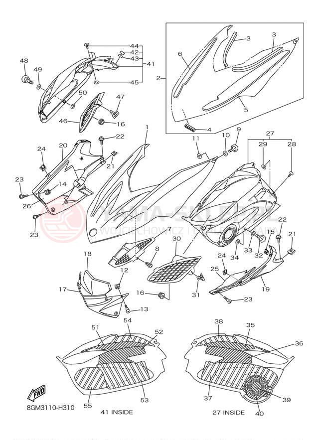 Schemat "Osłony" do Yamaha RS VECTOR_GT RS90RYW/RS90GTYB
