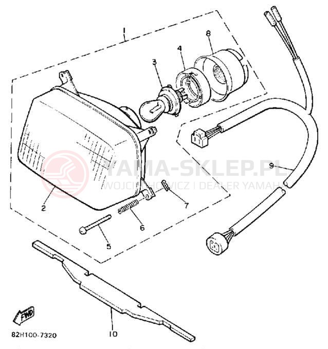 Schemat "Lampa przód" do Yamaha ENTICER 340 ET340M