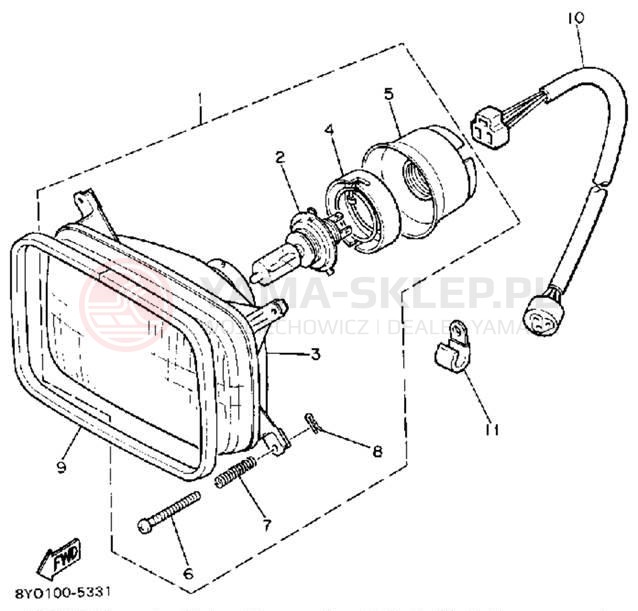 Schemat "Lampa przód" do Yamaha SR540RSR