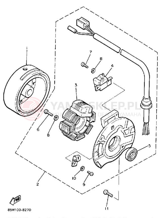 Schemat "prądnica" do Yamaha SNOSCOOT SV80P