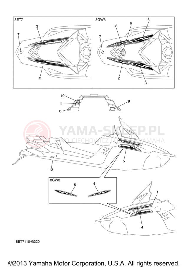 Schemat "naklejki" do Yamaha RS VENTURE RST90XR/RST90GTXS