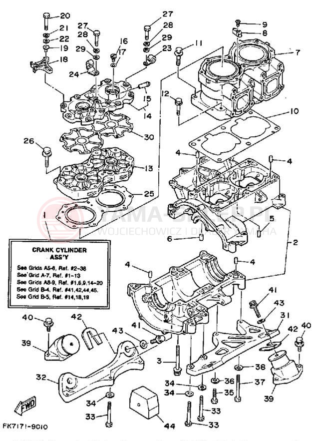 Schemat "Obudowa silnika - cylinder" do Yamaha WR650P
