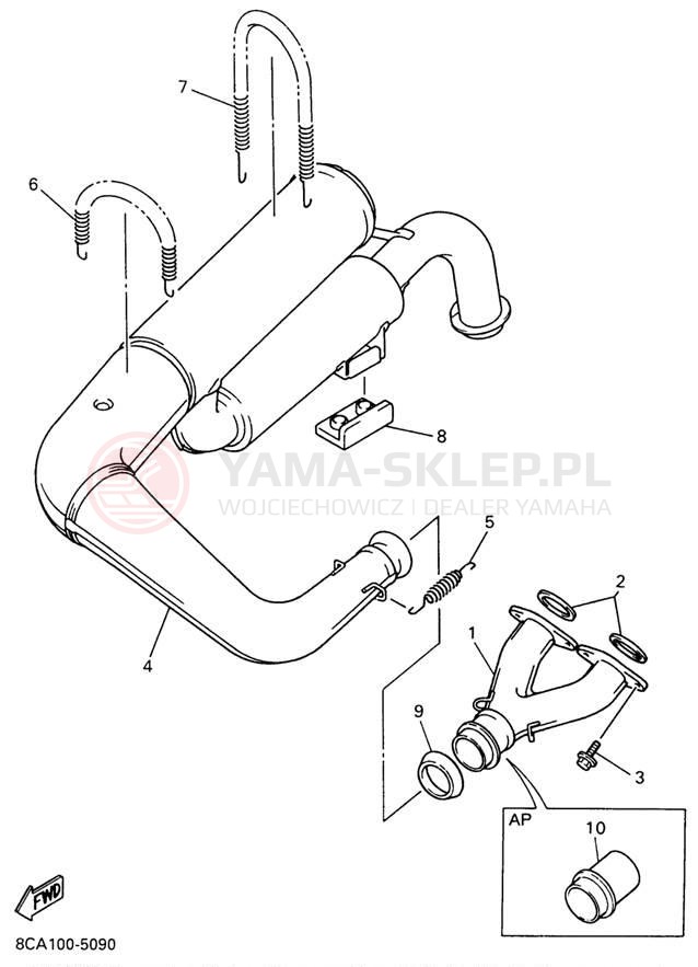 Schemat "Wydech końcowy" do Yamaha VMAX 500 DX VX500DXW