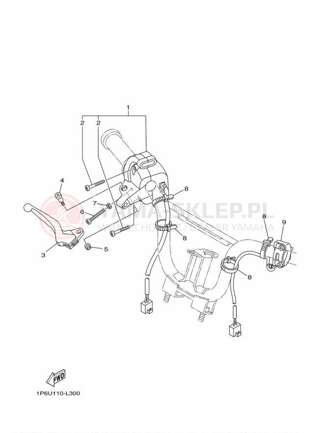 Schemat "Kierownica i osprzęt" do Yamaha TTR50E TTR50EF