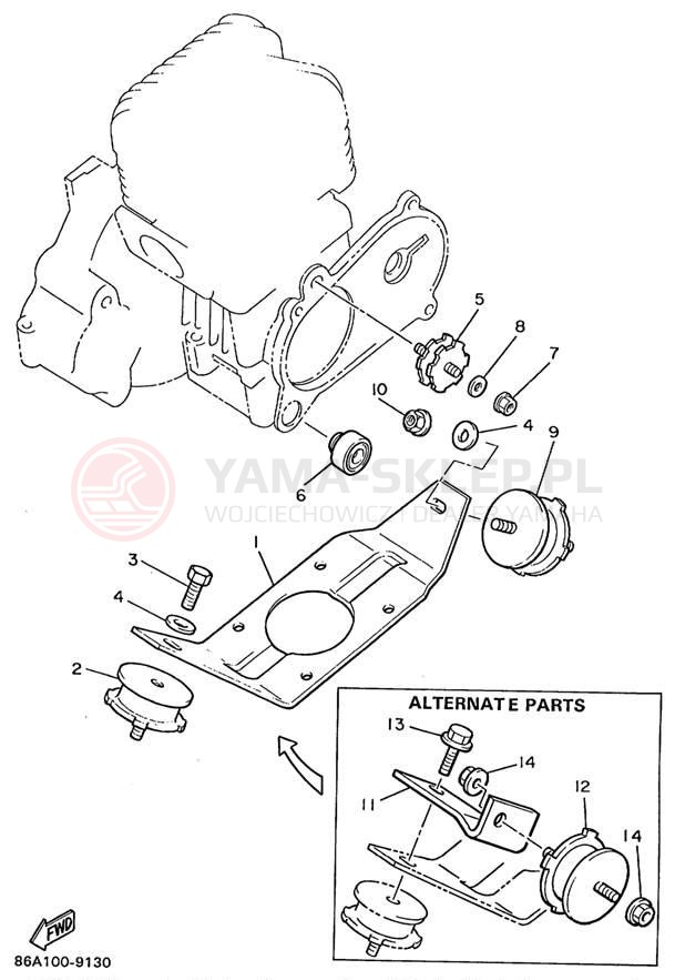Schemat "Mocowanie silnika" do Yamaha BRAVO LT BR250TC