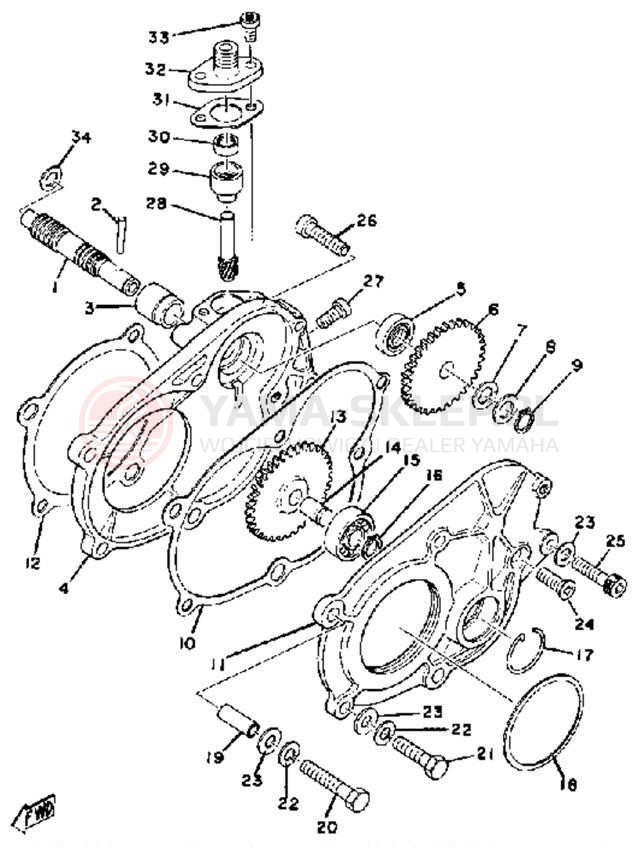 Schemat "przeniesienie napędu" do Yamaha EX440C