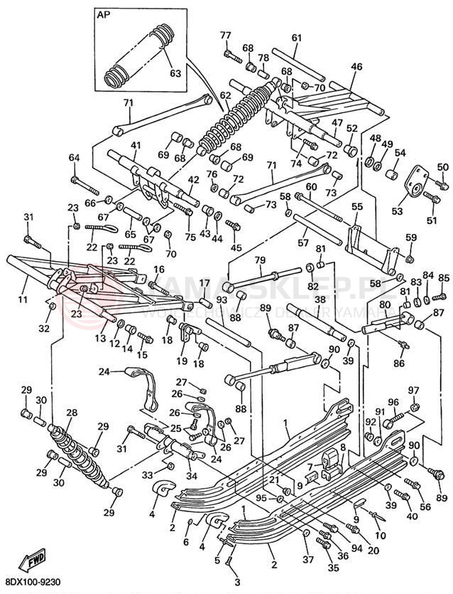 Schemat "Zawieszenie gąsiennicy" do Yamaha VENTURE 500 XL VT500XLC