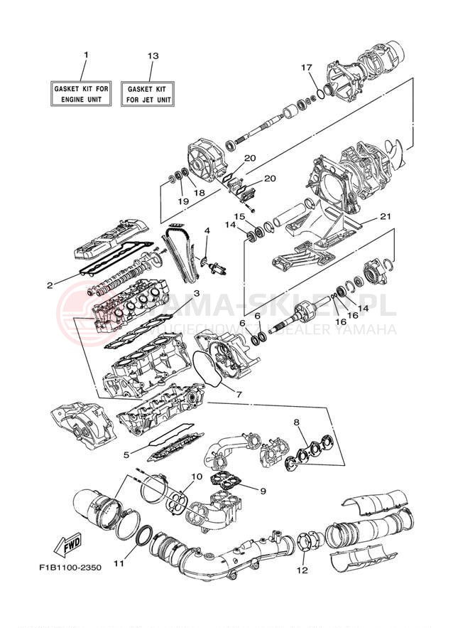 Schemat "Zestaw naprawczy" do Yamaha FX140 FX1000B/FX1000CB