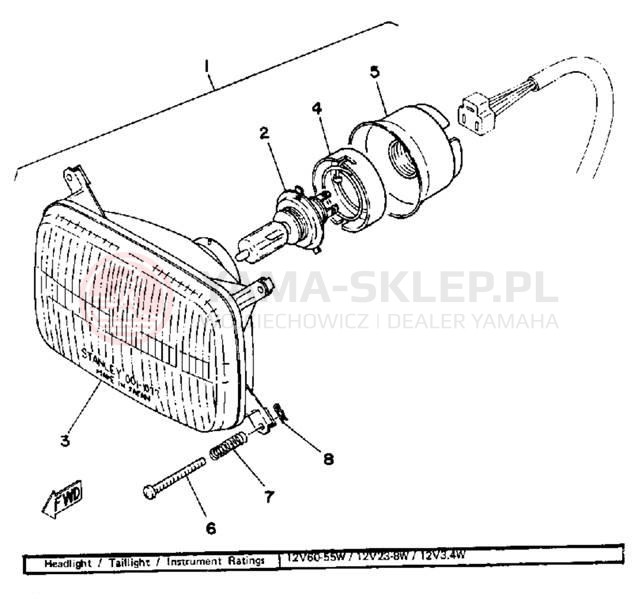 Schemat "Lampa przód" do Yamaha SRX440D