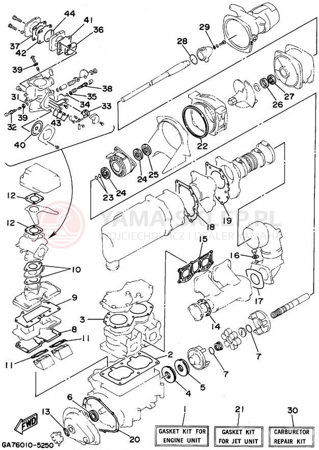 Schemat "Zestaw uszczelek" do Yamaha WAVE BLASTER WB700T