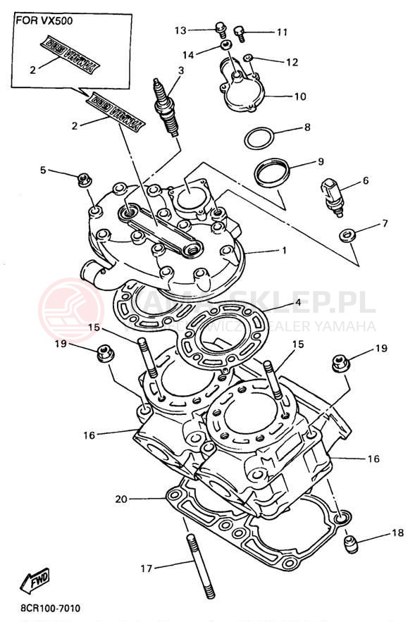 Schemat "głowica" do Yamaha VMAX 500 XT VX500XTB