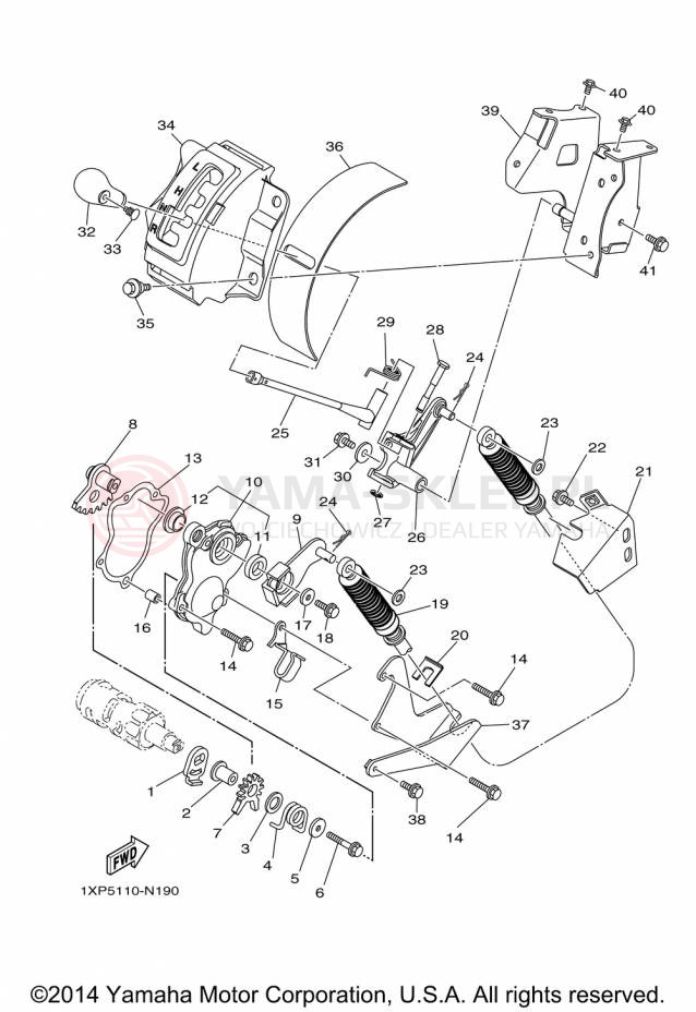 Schemat "Dźwignia zmiany biegów, wałek" do Yamaha VIKING YXM700DFL