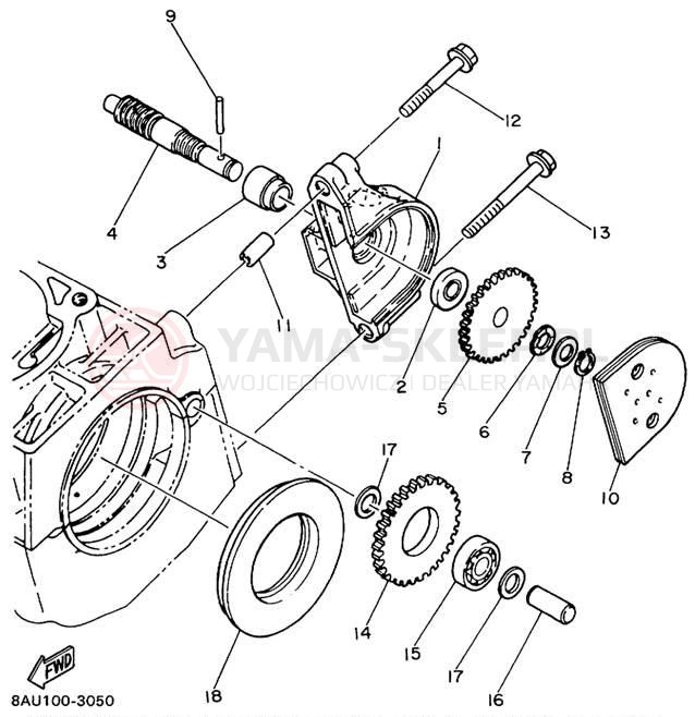 Schemat "przeniesienie napędu" do Yamaha VK540 III VK540EC