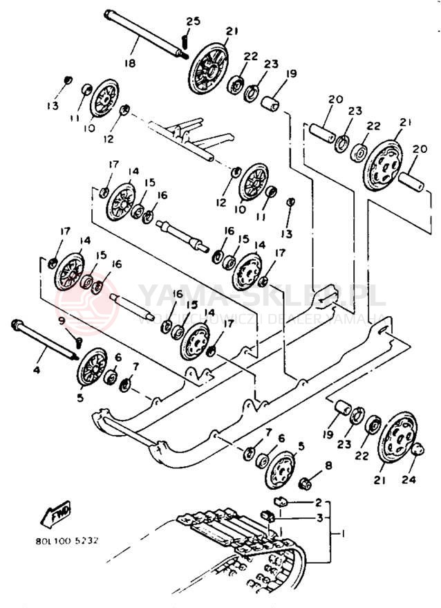 Schemat "Zawieszenie gąsiennicy" do Yamaha XLV XL540K