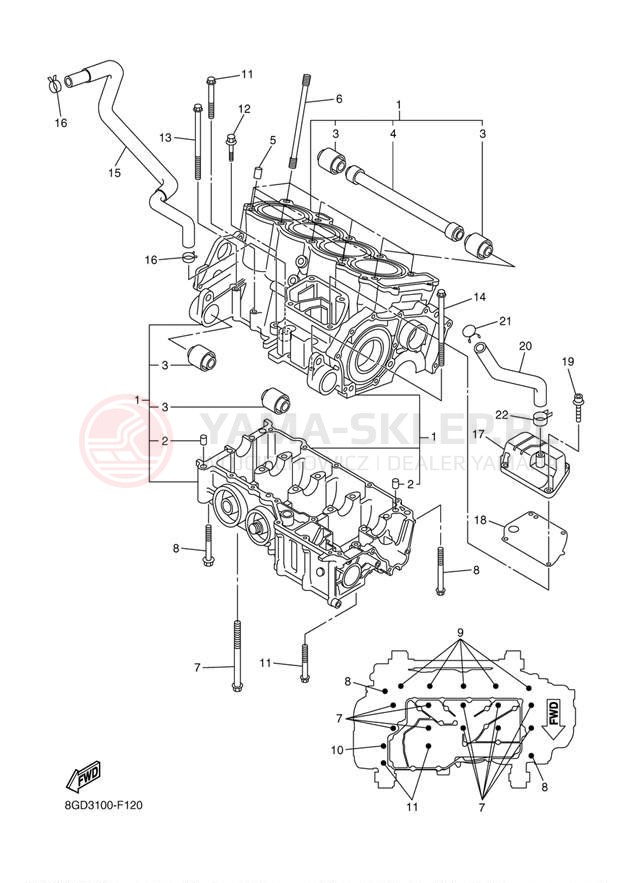 Schemat "Obudowa silnika" do Yamaha APEX RTX RX10RTW