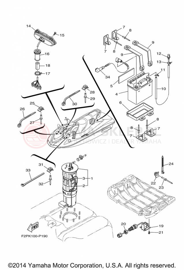 Schemat "układ elektryczny" do Yamaha WAVERUNNER V1 SPORT VX1100DP
