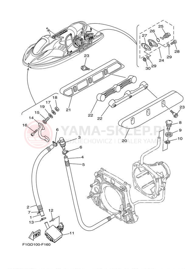 Schemat "HULL & DECK" do Yamaha GP1300-F