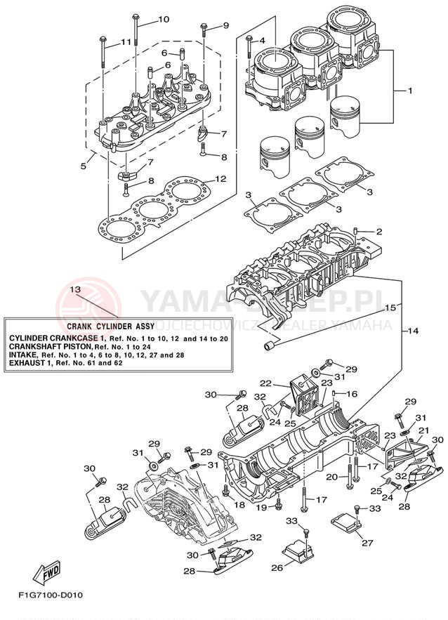 Schemat "Obudowa silnika - cylinder" do Yamaha GP1300-F